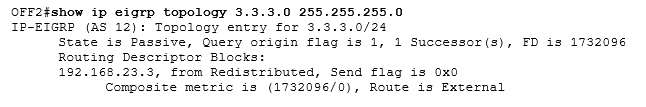 сеть 3.3.3.0 /24 в таблице топологии EIGRP OFF2 сеть 3.3.3.0 /24 в таблице топологии EIGRP OFF2