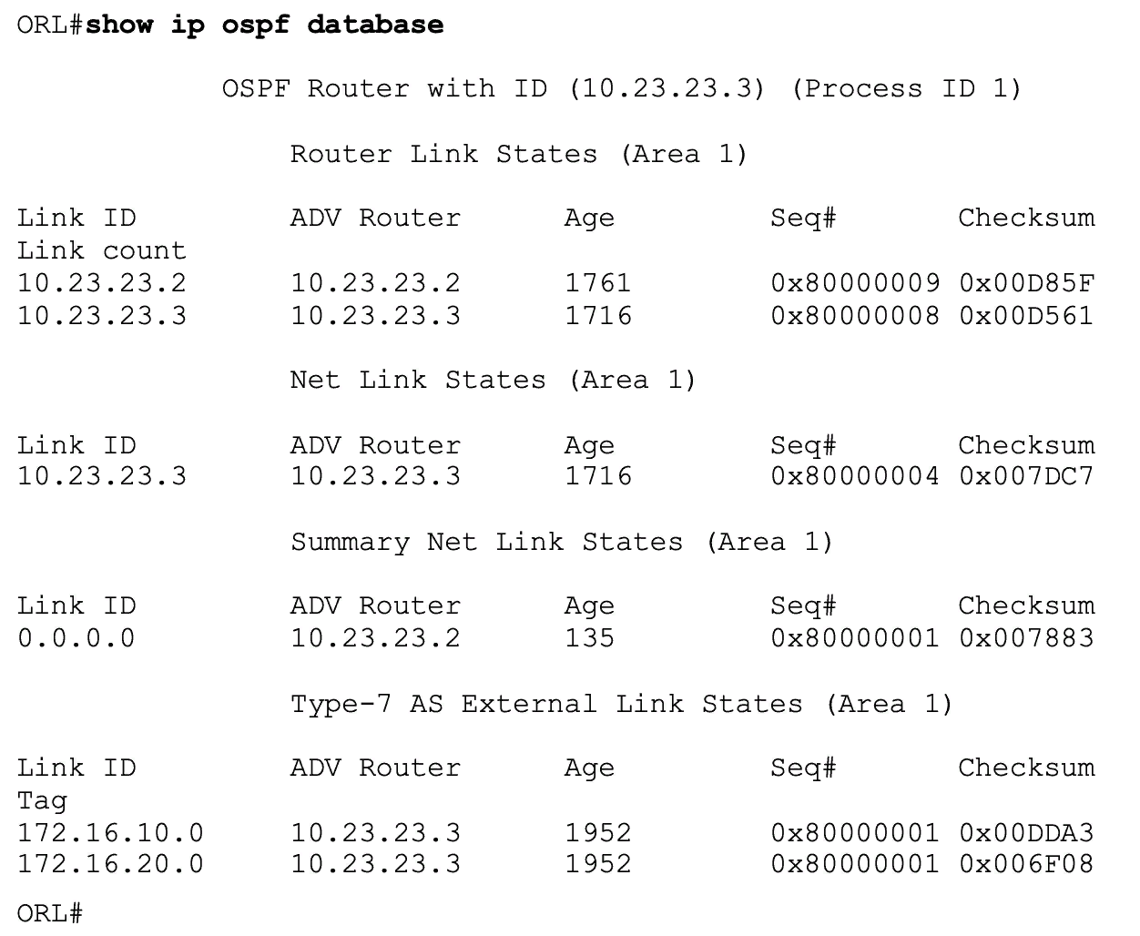 show ip ospf database