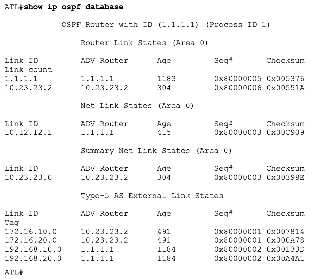 show ip ospf database