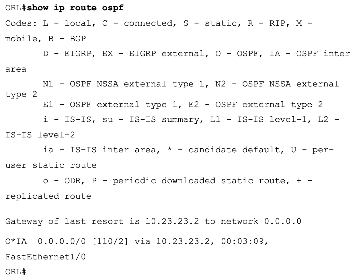 show ip route ospf
