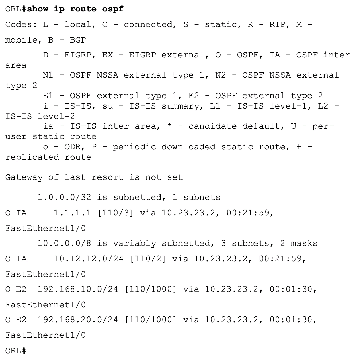 show ip route ospf show ip route ospf