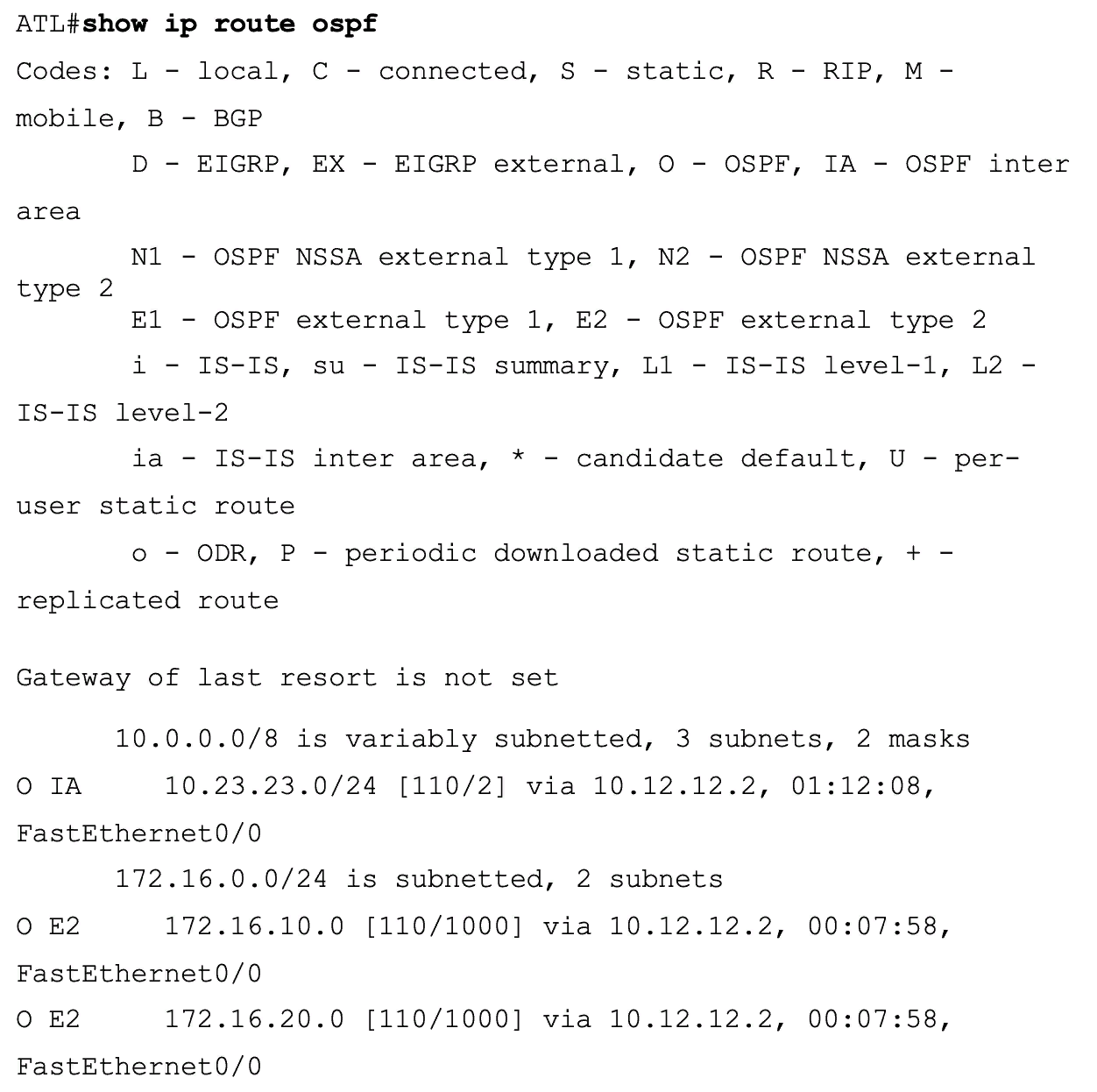 show ip route ospf