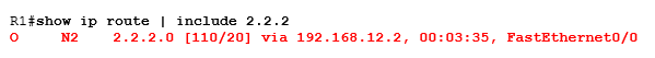 show ip route | include 2.2.2.