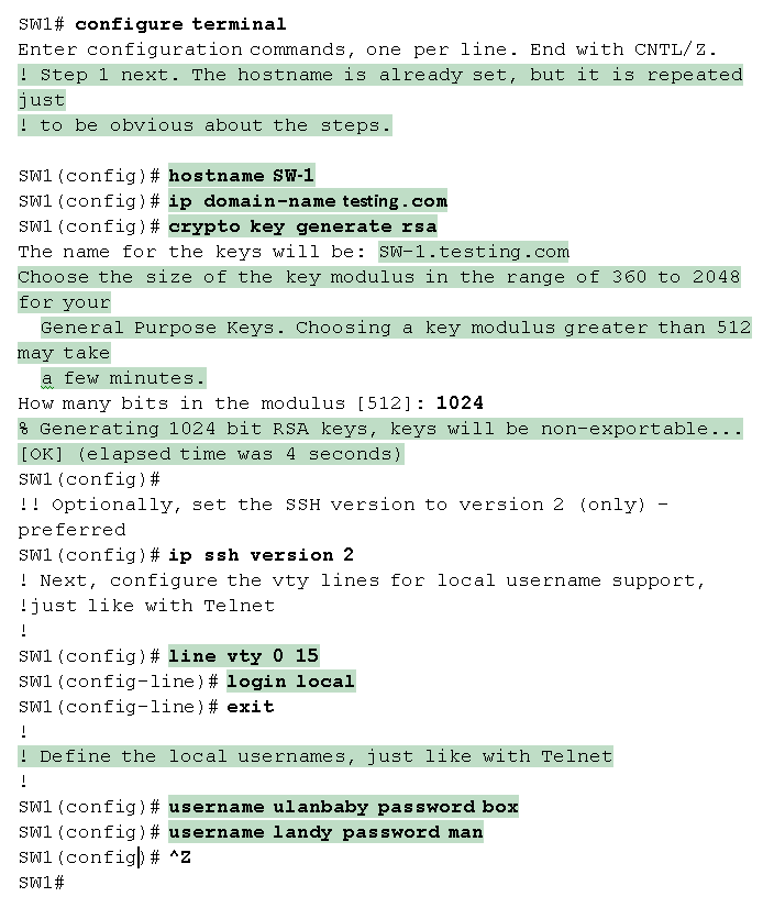 Процесс настройки SSH в соответствии с рисунком