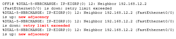 соседство EIGRP с OFF2 соседство EIGRP с OFF2
