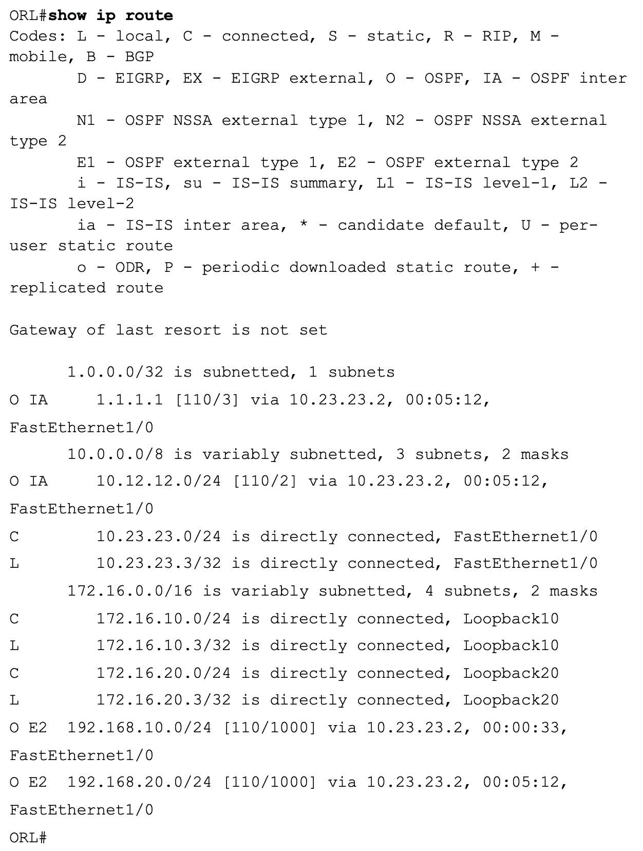 show ip route show ip route