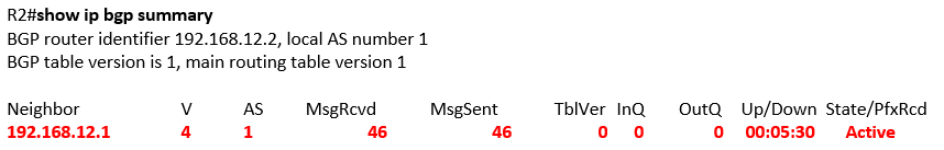 show ip bgp summary