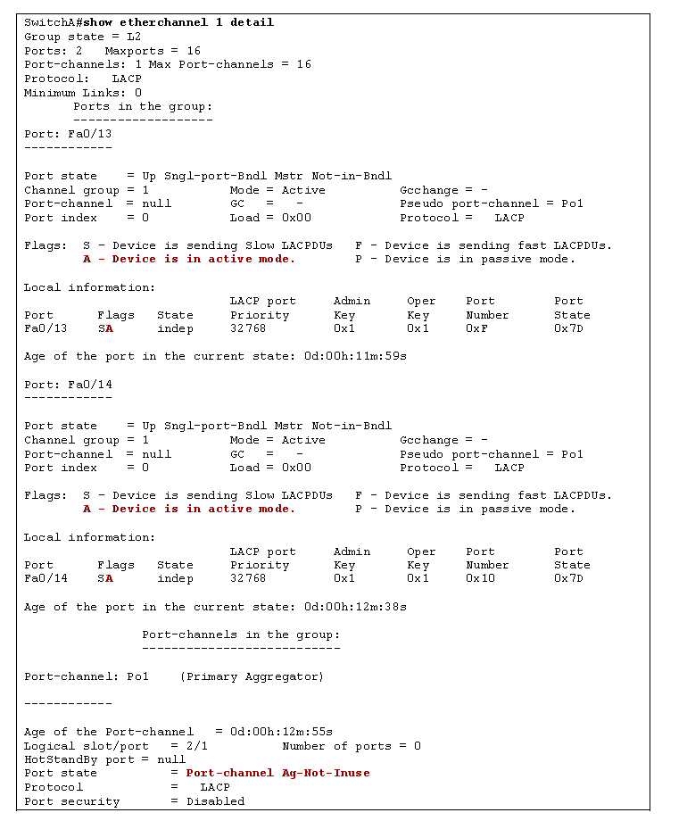 show etherchannel detail