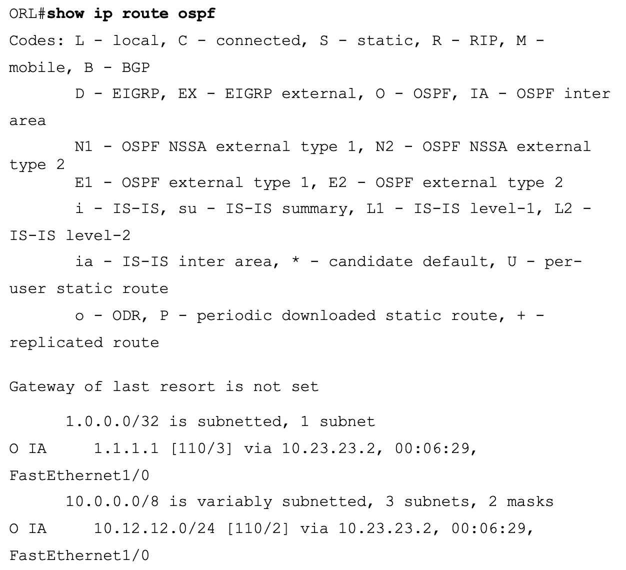 show ip route ospf