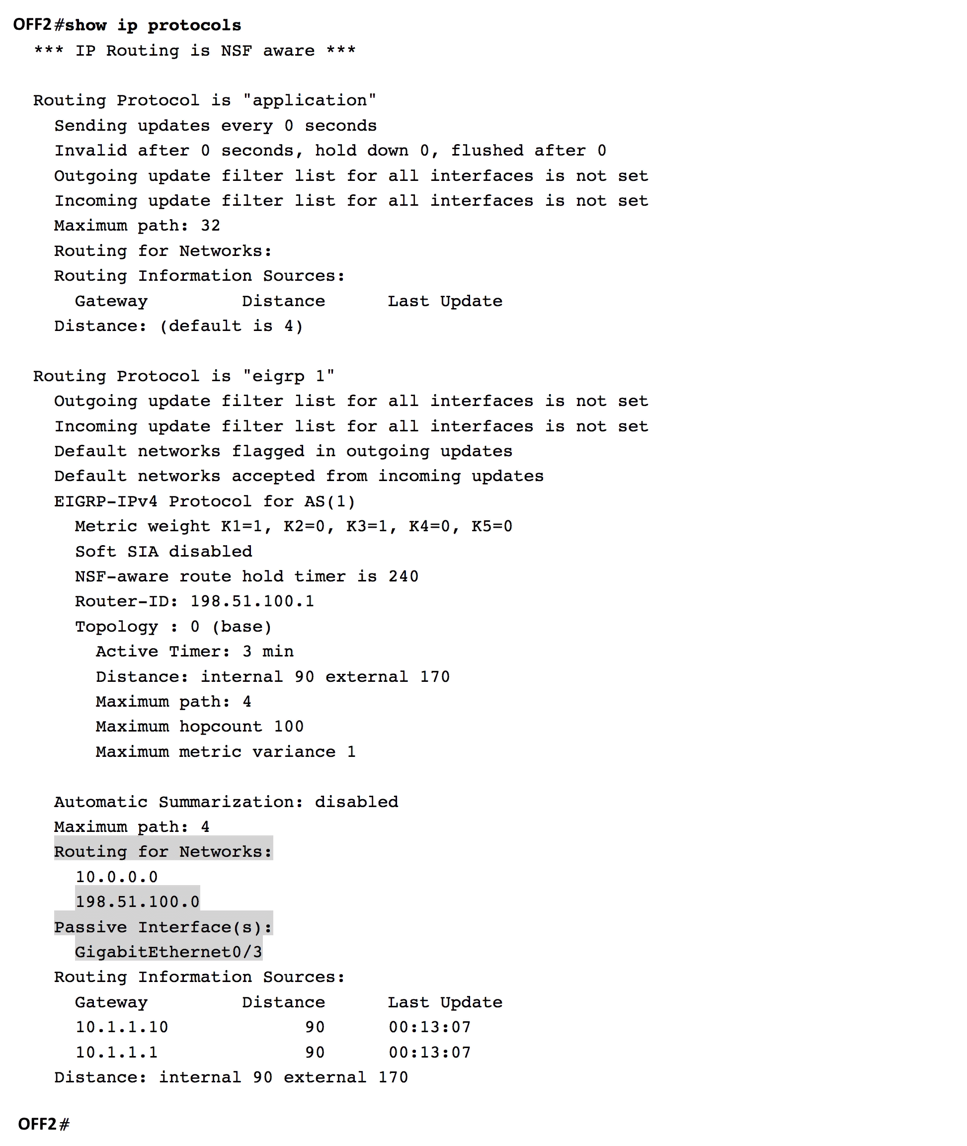 show ip protocols show ip protocols