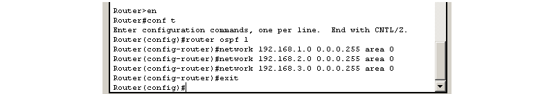  Настройка OSPF на первом роутере 