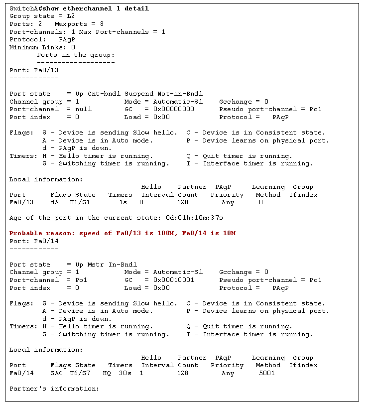 show etherchannel detail
