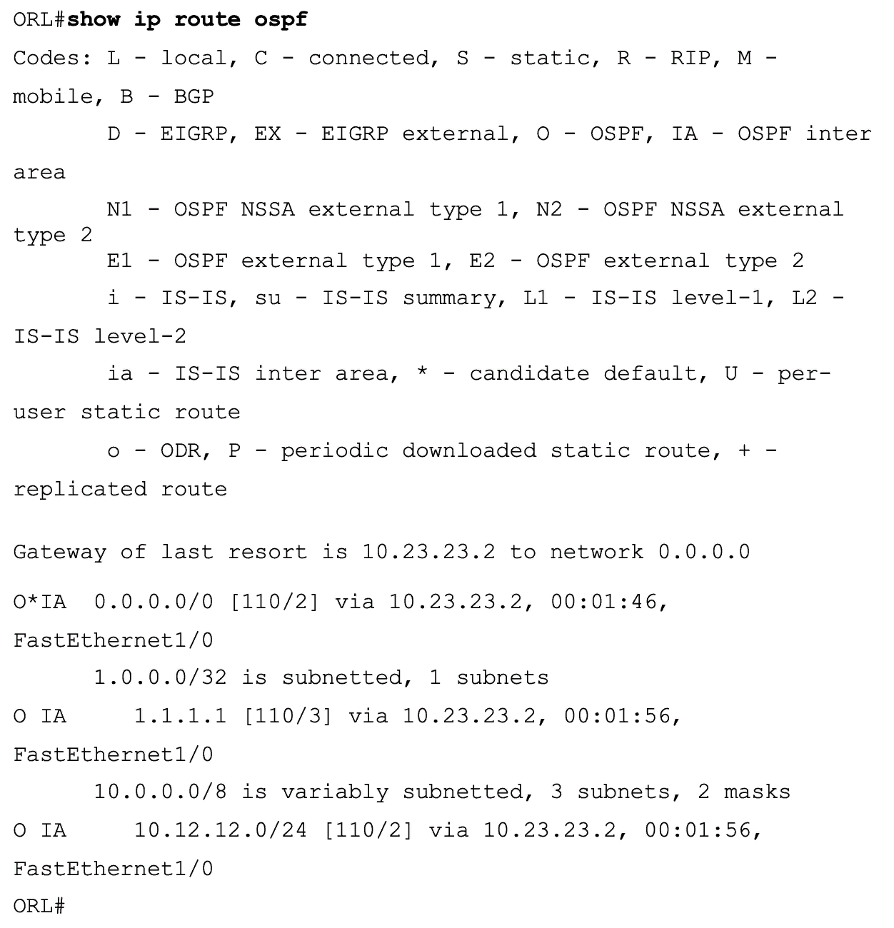 show ip route ospf