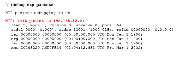 debug ntp packets