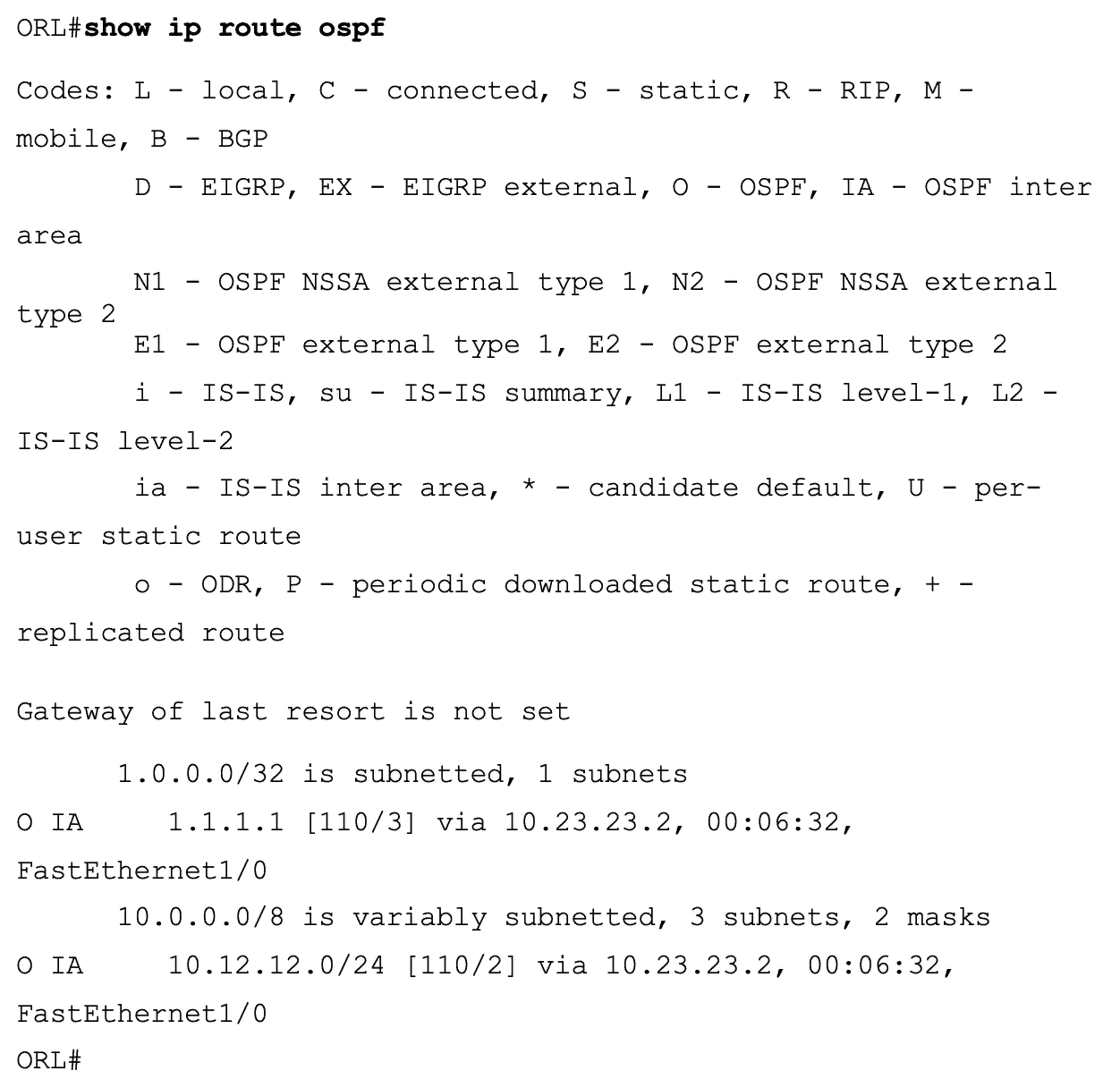 show ip route ospf show ip route ospf