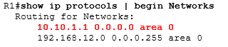 show ip protocols | begin Networks