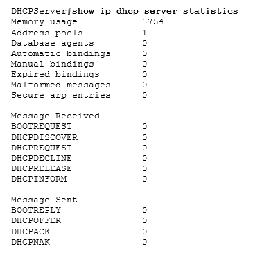 show ip dhcp server statistics show ip dhcp server statistics