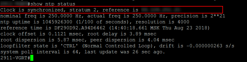 Проверка NTP на Cisco