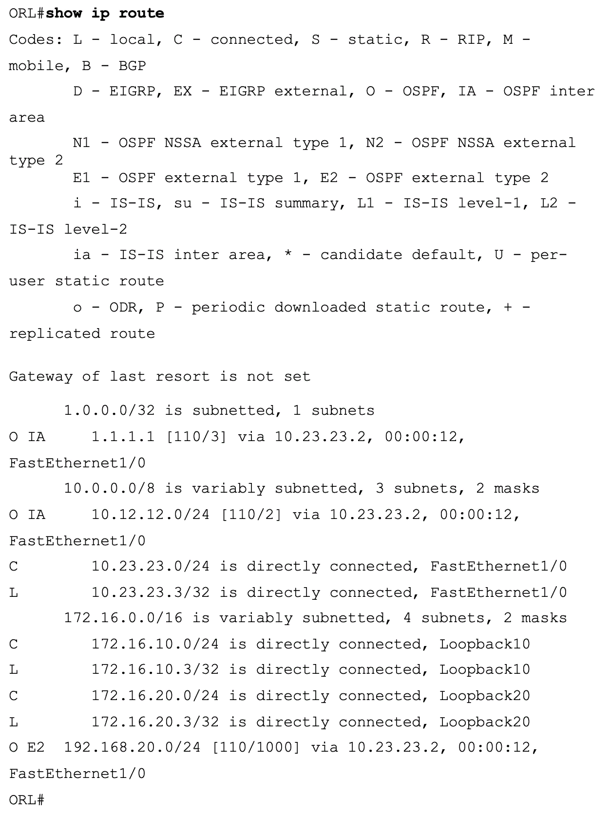 show ip route show ip route